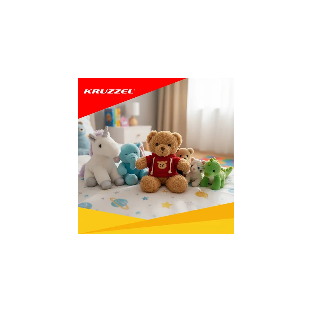 przyjazny miś pluszowy 30cm siedzący na półce dziecięcej