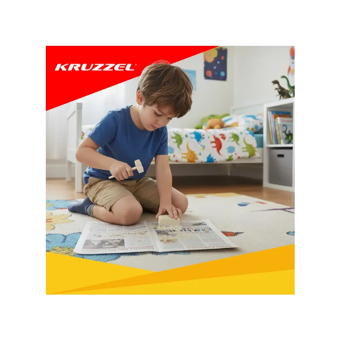 blok gipsowy z widocznym fragmentem szkieletu dinozaura