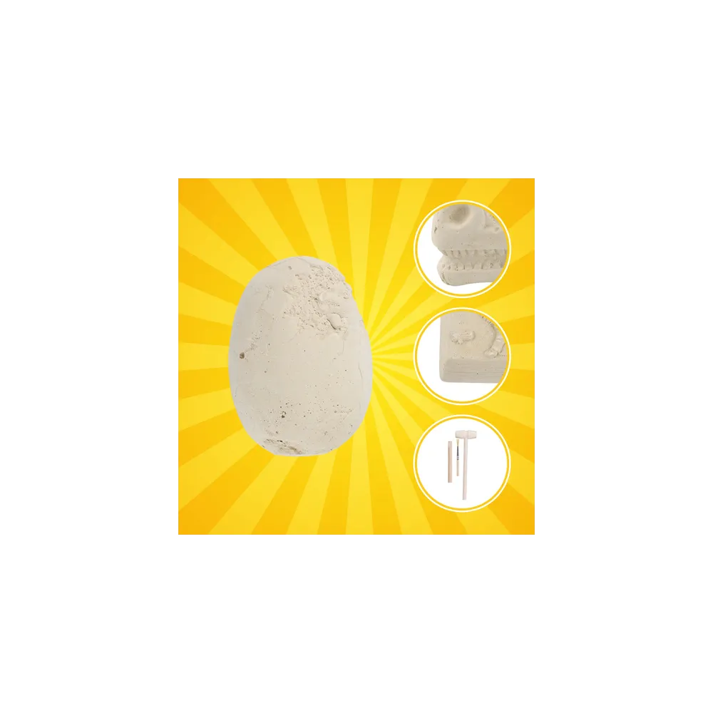 proces wydobywania kości z gipsowego jaja dinozaura