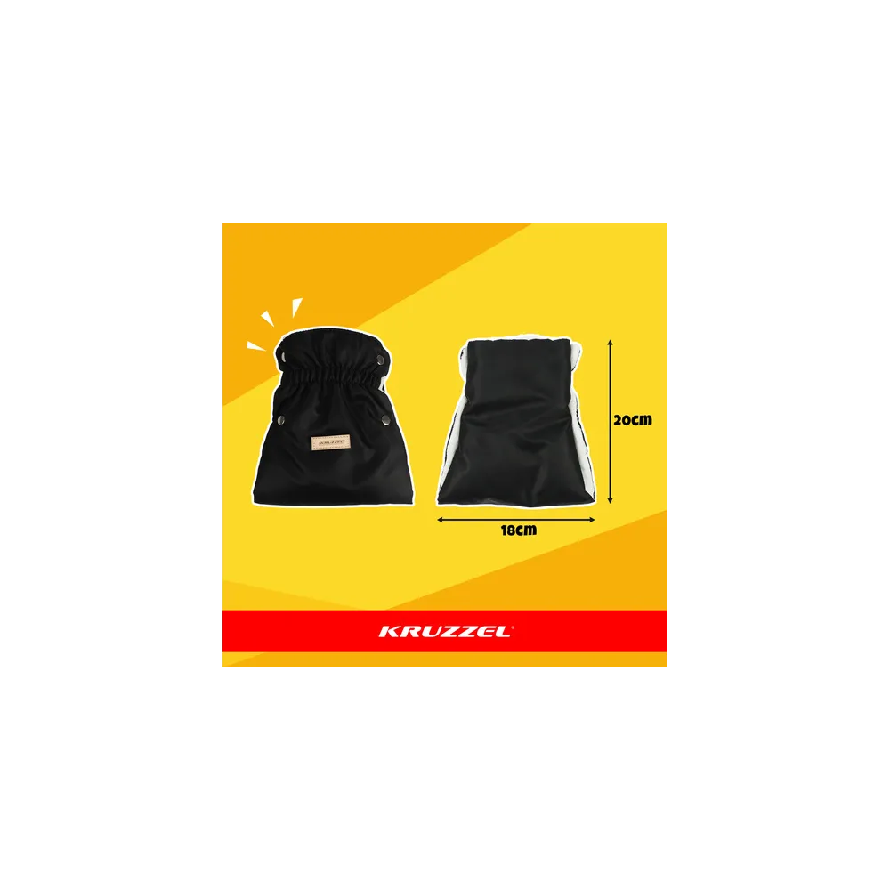 Komplet dwóch czarnych mufek do wózka Kruzzel na białym tle