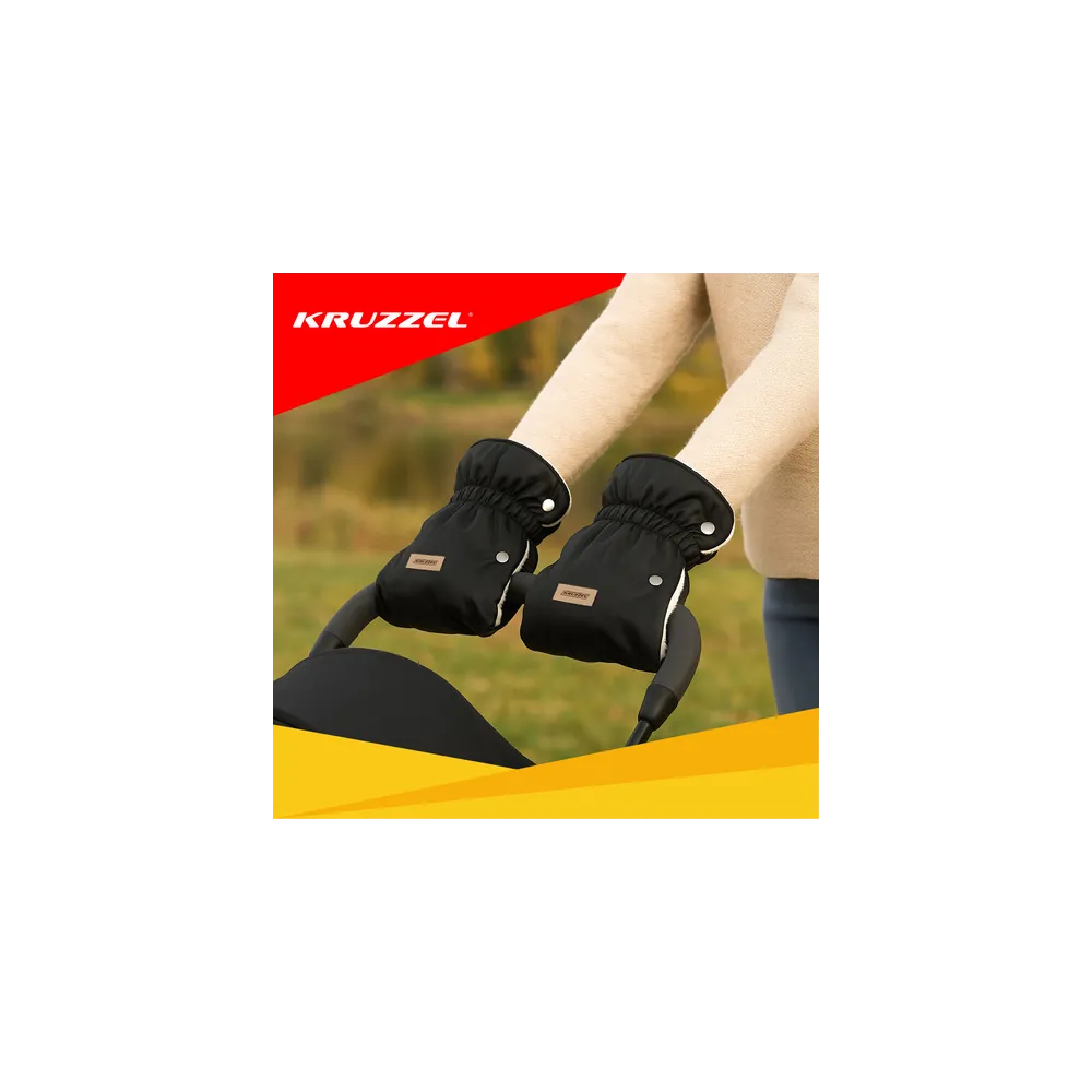 Komplet mufek do wózka Kruzzel w czarnym kolorze położony obok siebie