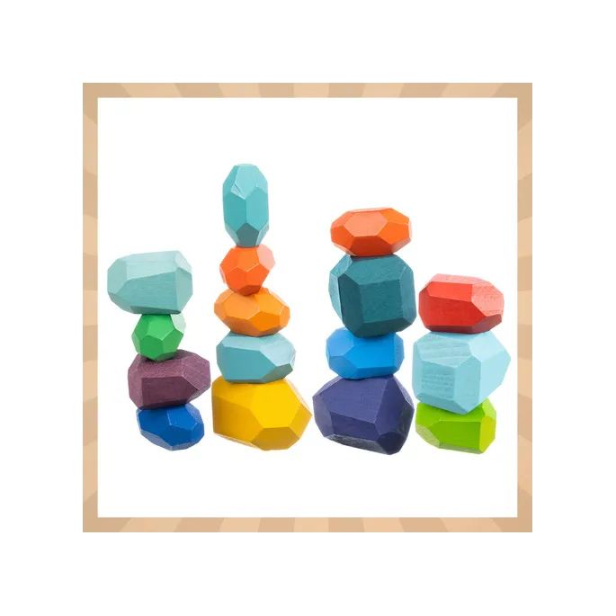 dziecięca zabawa klockami o różnych kolorach i formach