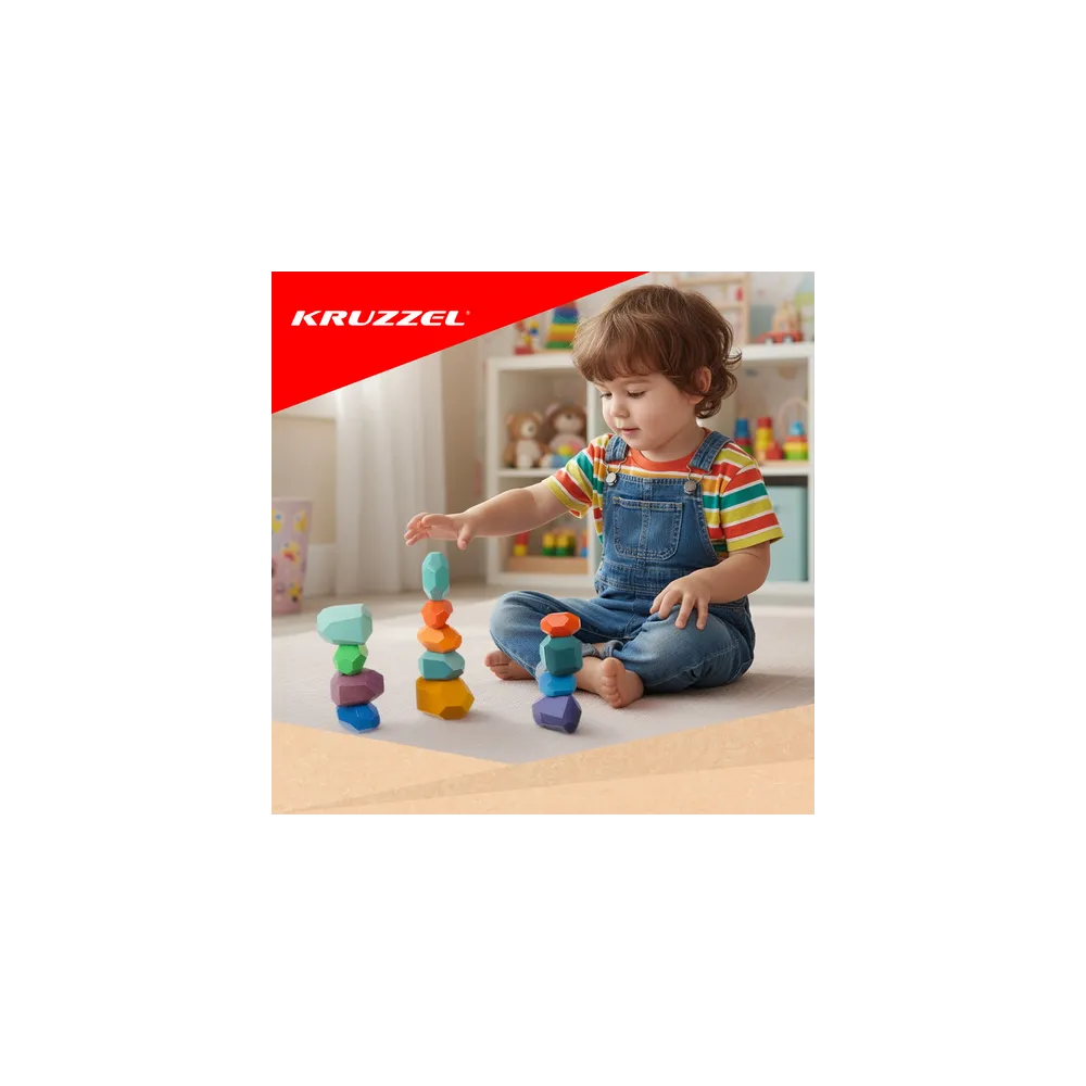 kolorowe klocki ułożone w rządek na stole