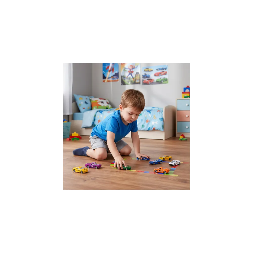 Kompaktowe opakowanie z kolorowymi resorakami 1:64