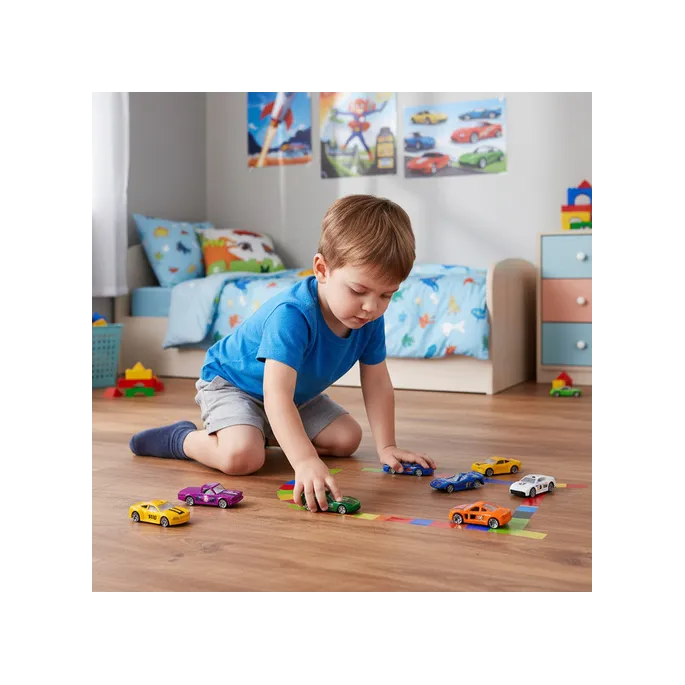 Kompaktowe opakowanie z kolorowymi resorakami 1:64