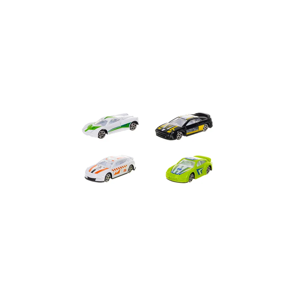 Zestaw autek metalowych ustawionych w rzędzie do wyścigu