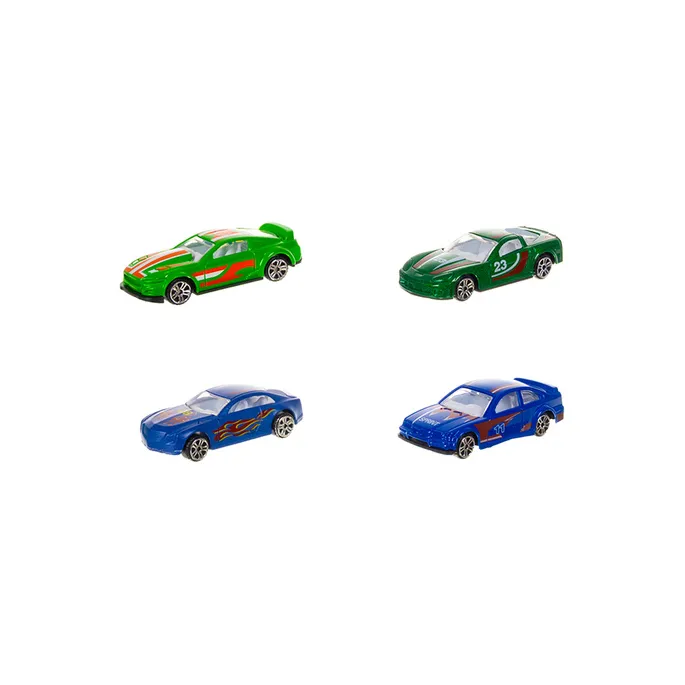 Kolorowe metalowe autka resoraki pokazane z boku