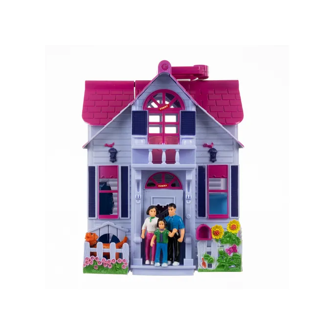 Widok łazienki z wanną i umywalką w zestawie domku