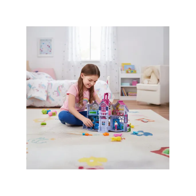 Domek dla lalek 26689 gotowy do zabawy na stoliku dziecięcym