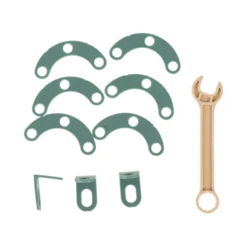 zestaw kluczy i śrubokręt ręczny obok śrubek i kolorowych kołków