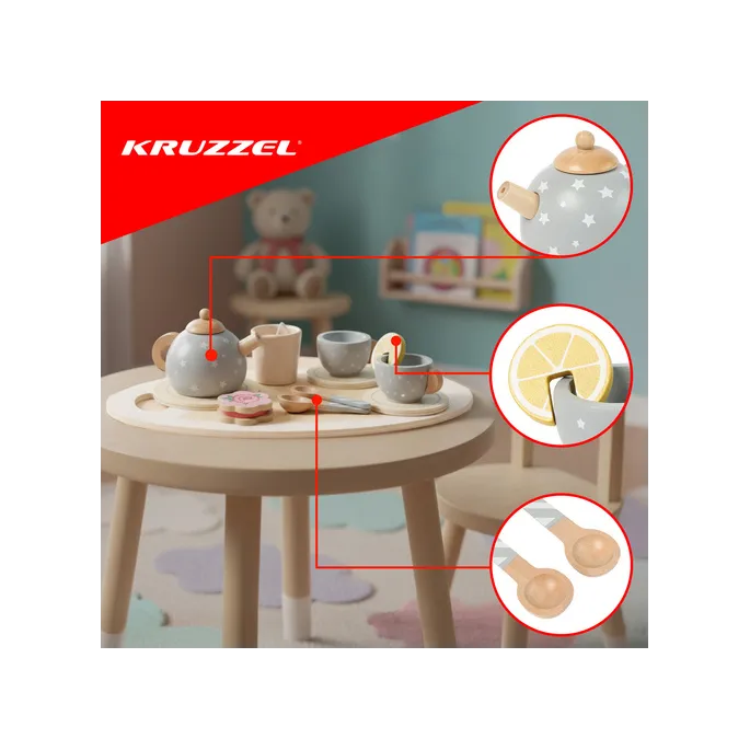 różne ciasteczka oraz plasterek cytryny na tacy dziecięcego zestawu