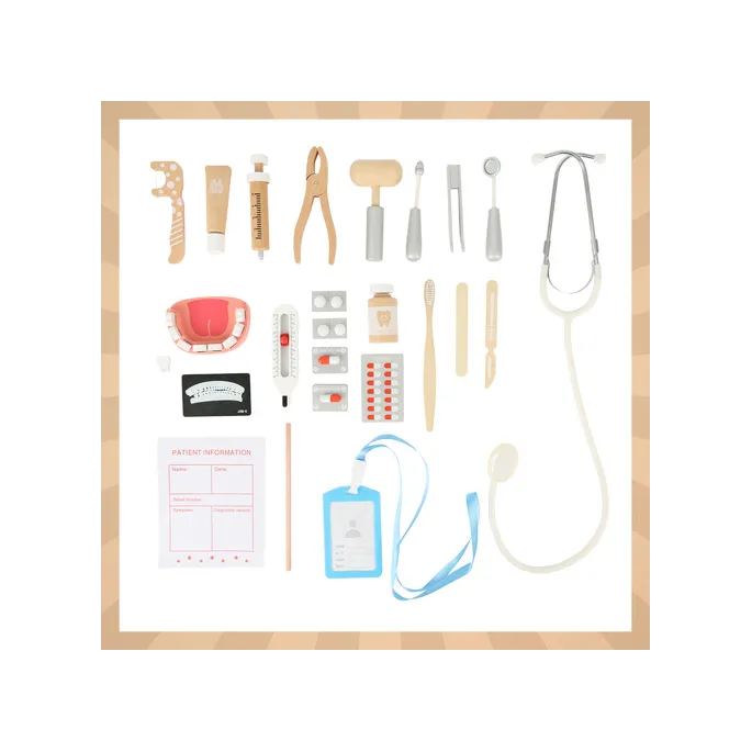 wieloelementowy zestaw dentysty z akcesoriami w środku torby