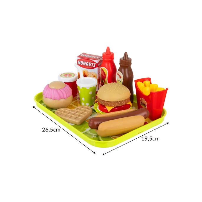 widok zestawu fast food wszystkie składniki obok siebie