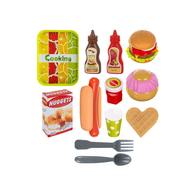 pudełko na frytki, ketchup i inne akcesoria zabawkowego zestawu