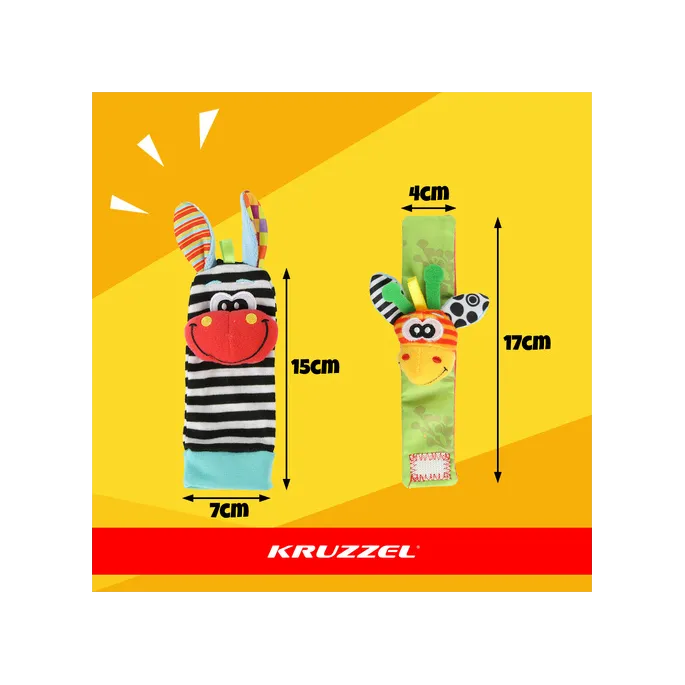 kolorowe grzechotki na rączki i nóżki z miękkimi tkaninami