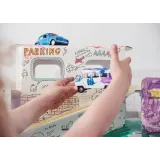 przestrzenny parking 3d dla dzieci wykonany z białego kartonu