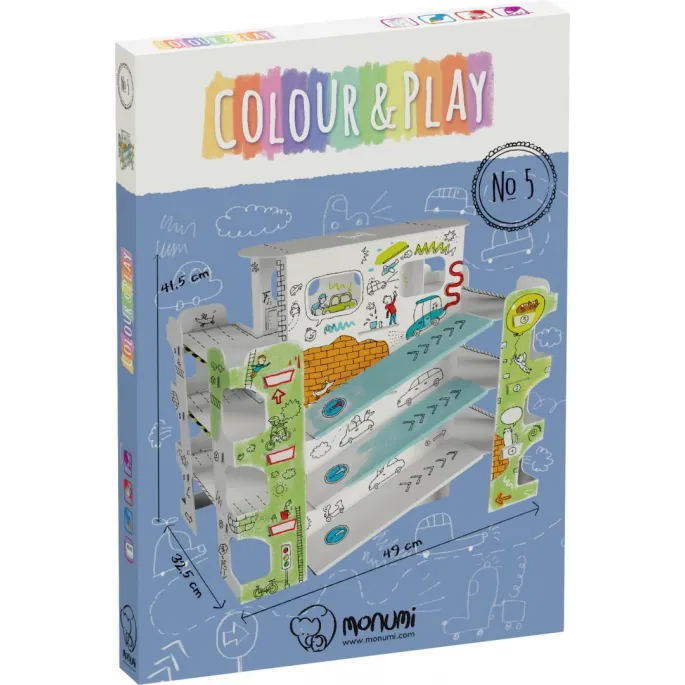 ruchome części kartonowego parkingu na półeczkach