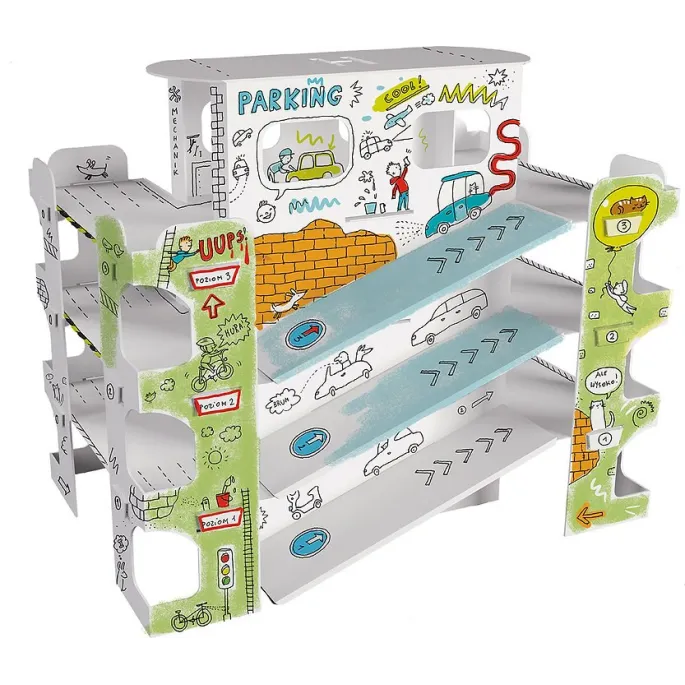 instrukcja obrazkowa do składania parkingu kartonowego