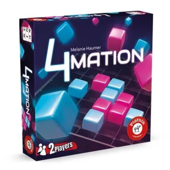 Plansza 4Mation Piatnik z niebieskimi i różowymi kostkami ułożonymi w linii