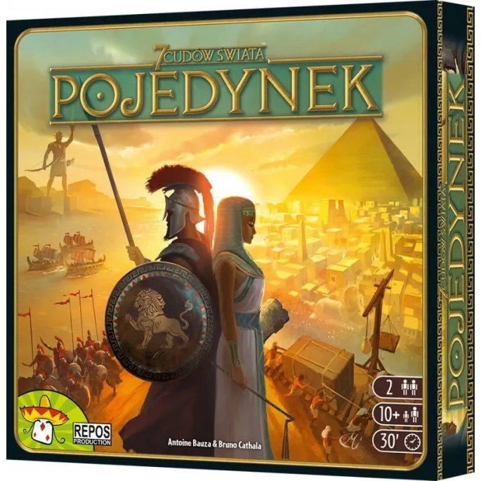gra 7 Cudów Świata Pojedynek na planszy z widocznymi kartami i elementami