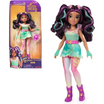 Lalka Ava z Akademii Jednorożców w kolorowej sukience i z dodatkami