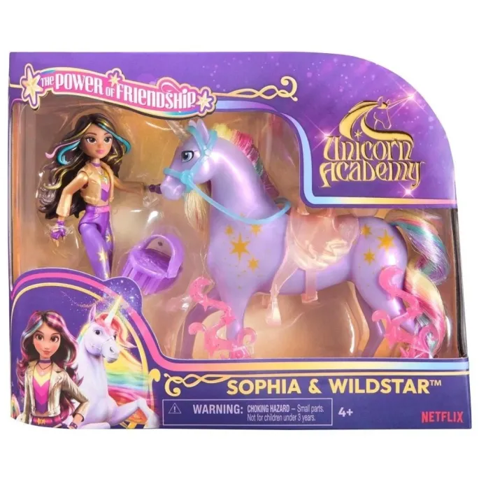 Zestaw Sophia i jednorożec Gwiazda z akcesoriami na białym tle