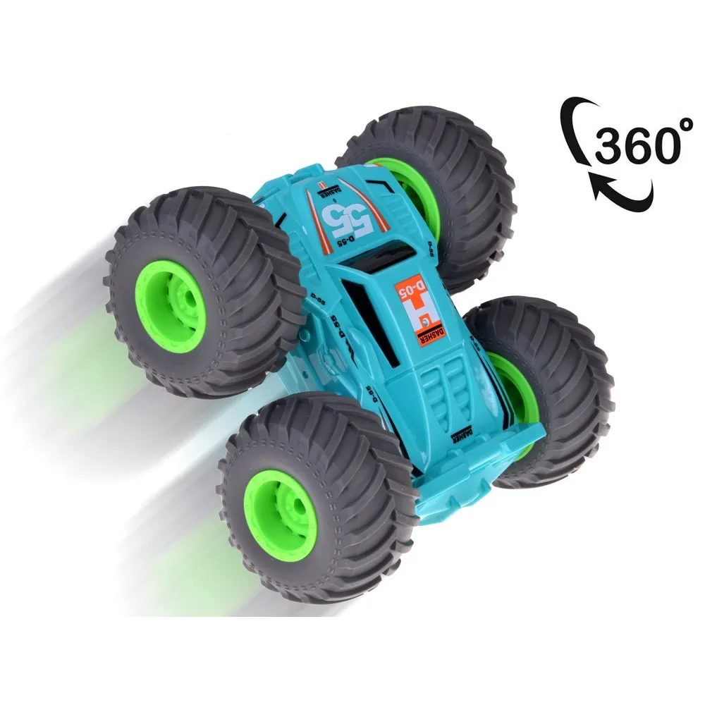 Widok pojazdu STUNT CAR z dużymi, gumowymi kołami 7 cm