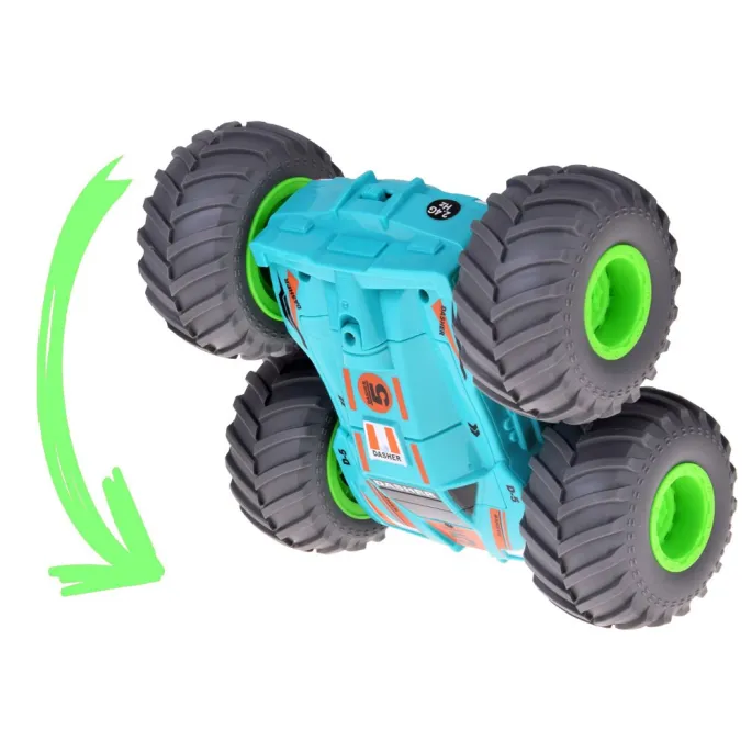 Detal nadwozia akrobatycznego autka wykonującego obrót 360 stopni