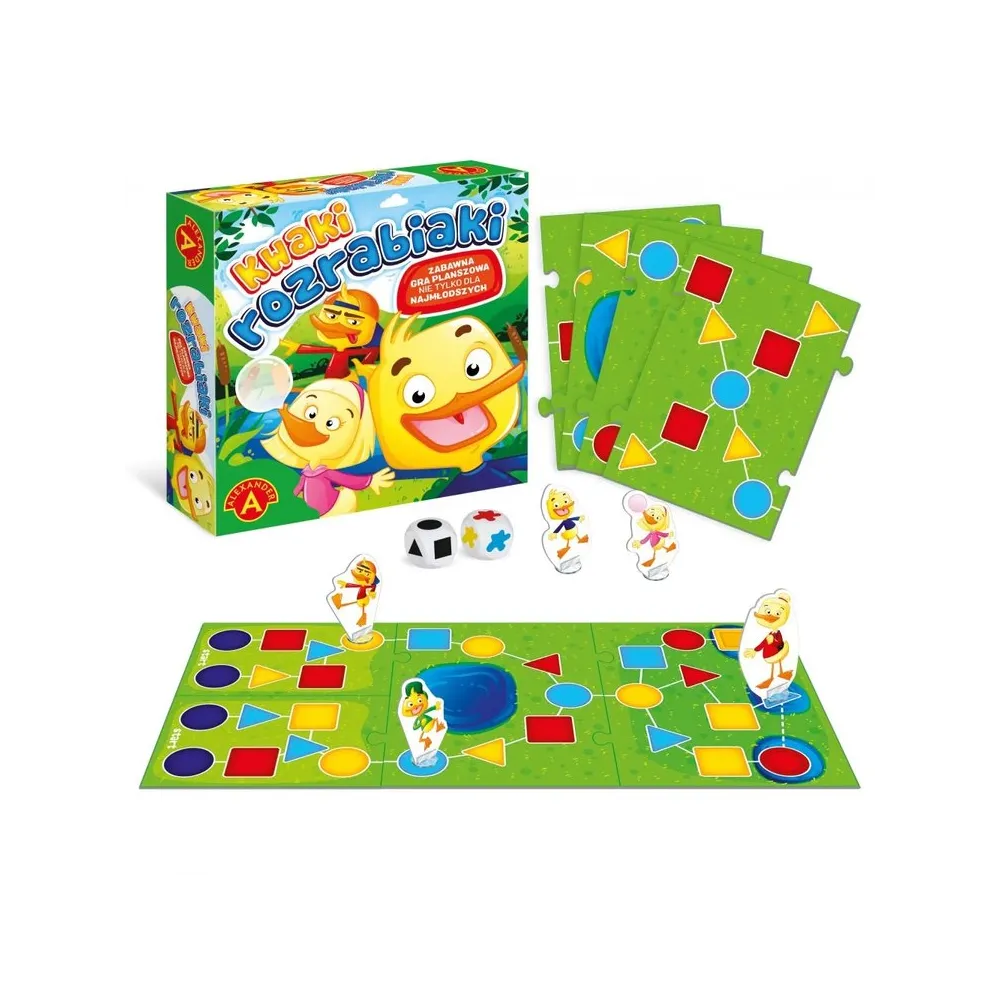 Planszowa gra Kwaki rozrabiaki z kolorową, modułową planszą