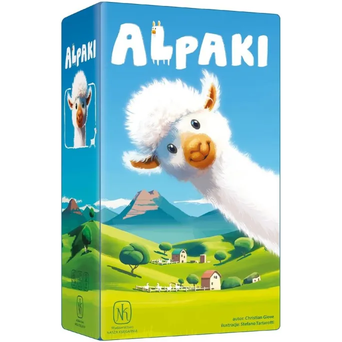 rodzinna gra karciana alpaki w kolorowym opakowaniu z grafiką alpak