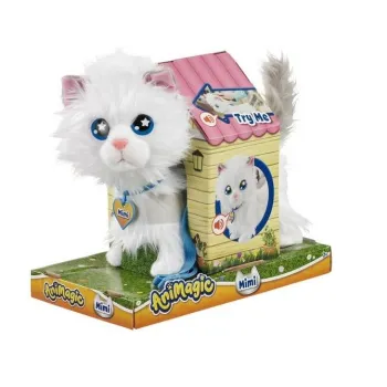 Animagic Mimi interaktywny kotek z niebieską smyczą na białym tle
