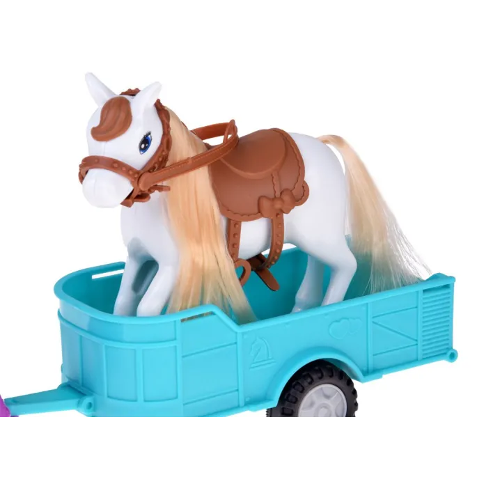 Fioletowo-różowy samochód terenowy z ruchomymi kołami i kierownicą