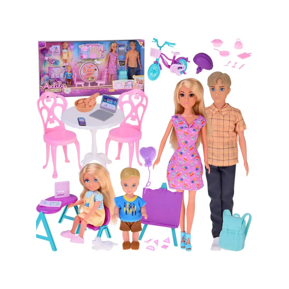zestaw Anlily Rodzina Lalek z akcesoriami kuchennymi i mebelkami