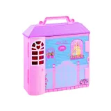 Przód domku z garderobą i akcesoriami dla lalek