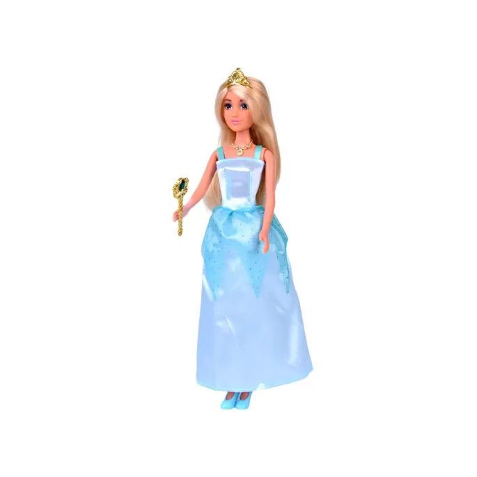 detal lalki Anlily w kolorowej sukience i tiarze