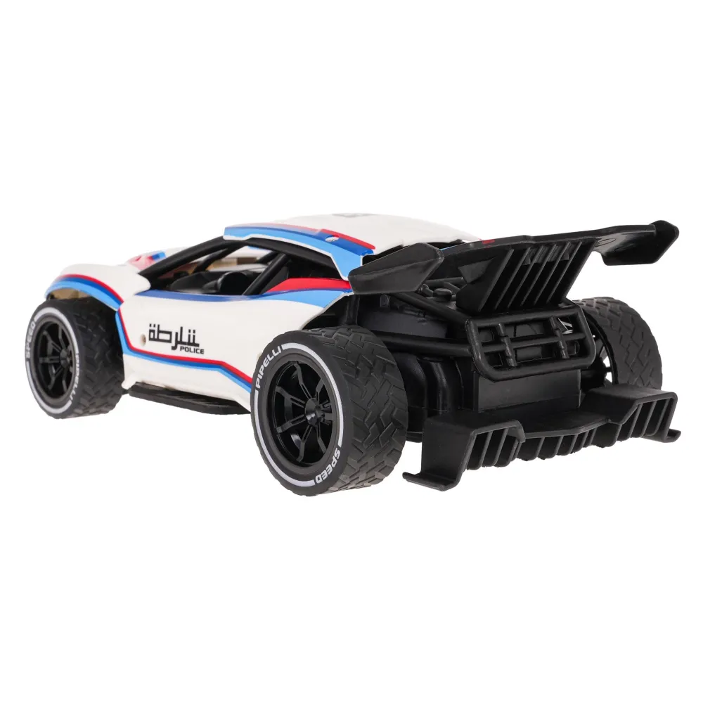 Detal przednich amortyzatorów autka metalowego w skali 1:20