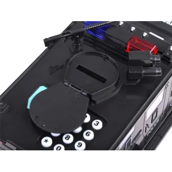 Kolorowe efekty świetlne podczas działania autka skarbonki