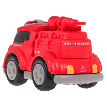 Autko straż pożarna na magnesy na białym tle z ruchomą armatką