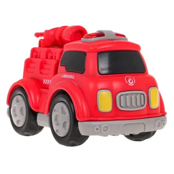 Autko strażackie podczas zabawy – kolorowe światła na dachu