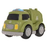 Detal kolorowych światełek na dachu śmieciarki podczas zabawy