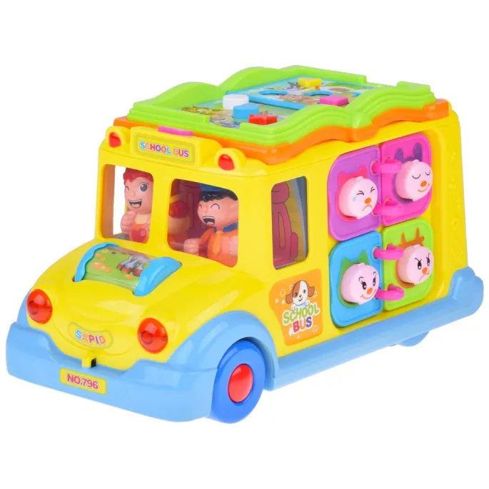 zbliżenie na obrotowy wałek ze zwierzątkami z przodu autobusu