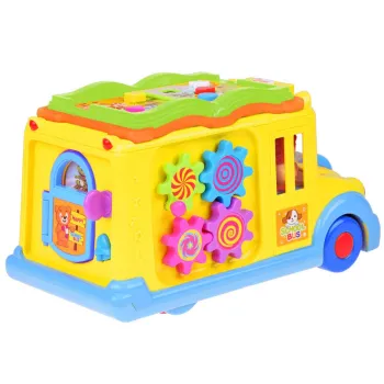 cztery kolorowe koła zębate z korbką po boku zabawki