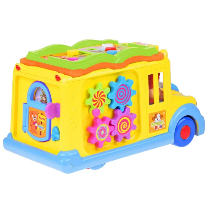 cztery kolorowe koła zębate z korbką po boku zabawki