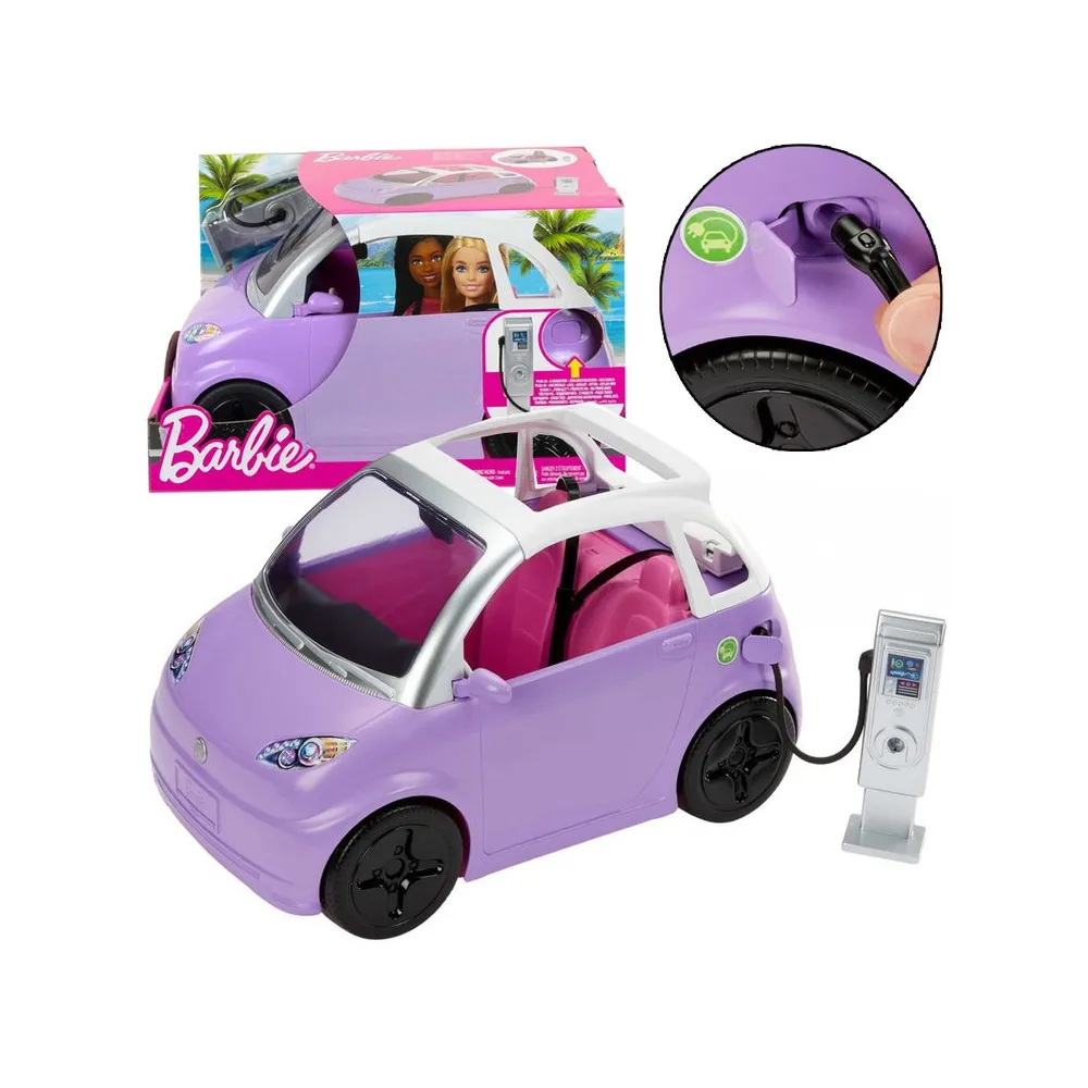 kolorowy samochód cabrio dla lalek barbie na białym tle