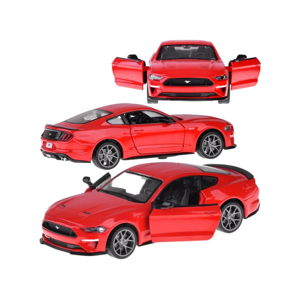Model 2018 Ford Mustang GT metalowy w skali 1:34 na białym tle