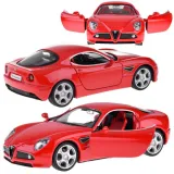 metalowy model alfa romeo 8c competizione w skali 1:32 z czerwonym nadwoziem