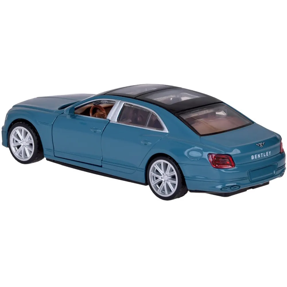 Model Bentley Flying Spur Hybrid na tle białym z widoczną linią boczną