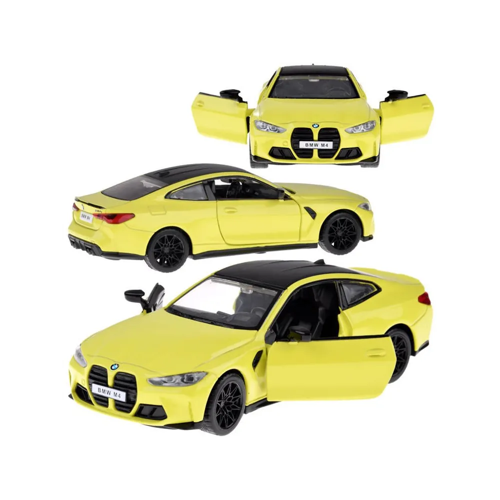 zielony model bmw m4 w skali 1:32 na białym tle