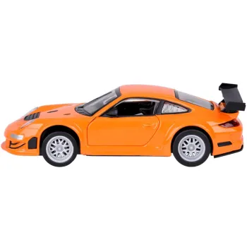 Pomarańczowy model Porsche 911 GT3 RSR na tle białej powierzchni