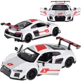 model metalowego Audi R8 LMS sportowy w skali 1:32 z czerwonym spojlerem